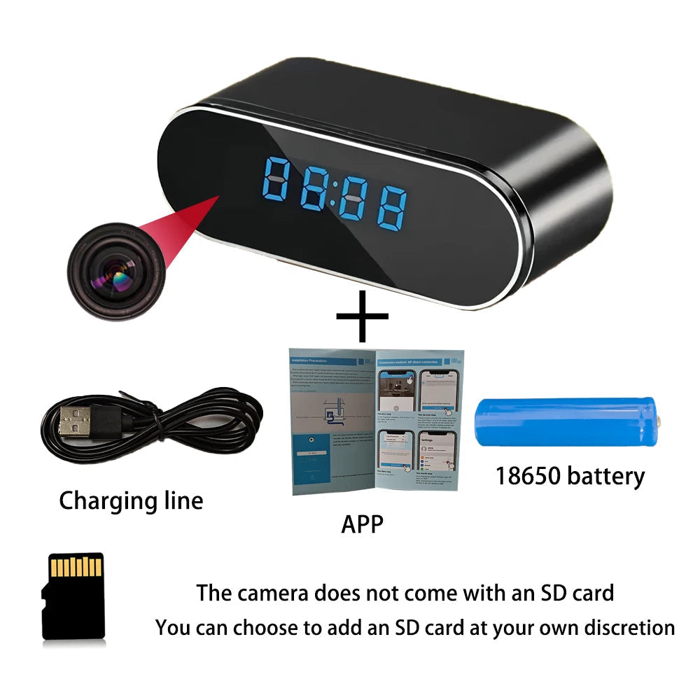 Mini Clock WiFi Camera with Infrared Night Vision Home Wireless Camera